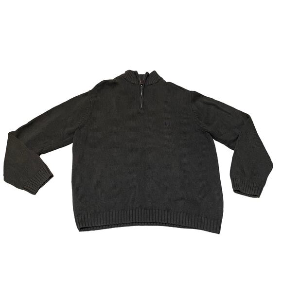 Chaps Pullover Mock neck 1/4 Zip pull tab Chunky Grandpa Sweater XL Brown - Picture 4 of 12